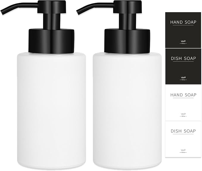 Foaming Soap Dispenser Set, 12 Oz Glass Hand Soap Dispenser by JiatuA