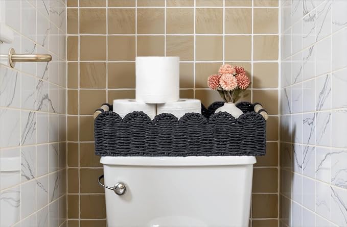 CubesLand Toilet Paper Storage Basket, Scalloped Edge Shelves Basket - Image 5