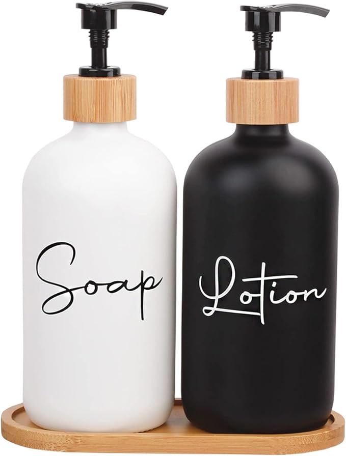 17 oz Hand Soap Dispenser Empty Glass Lotion Pump Bottles, Refillable Liquid by UUJOLY