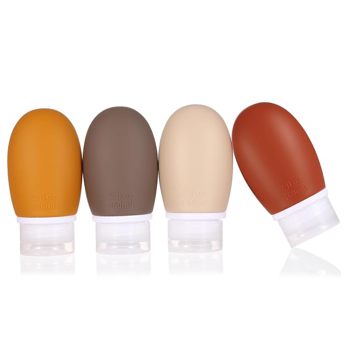 Leak Proof Silicone Travel Bottles, 4 Pack 2oz Liquid Squeezable Refillable by LIYUABU