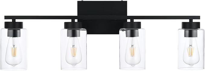 4 Light Bathroom Vanity Light Fixtures, Matte Black Modern Wall Lights - Image 4