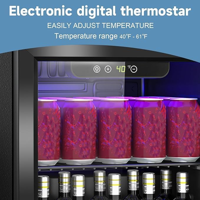 60 Can Freestanding Beverage Refrigerator, 1.3 Cu. Ft Drink Fridge - Image 5