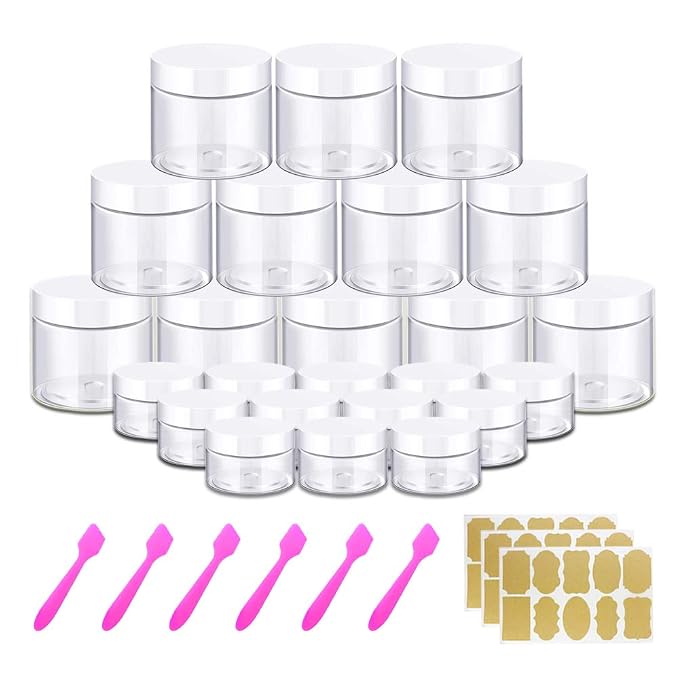 4OZ Slime Containers with Lids + 20 Gram Round Samples Jars- Empty Small by AMORIX