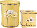 Zahari Home 2pc Poppy Fields Modern Bath Accessories Set Waste Basket & Tissue by ZahariHome