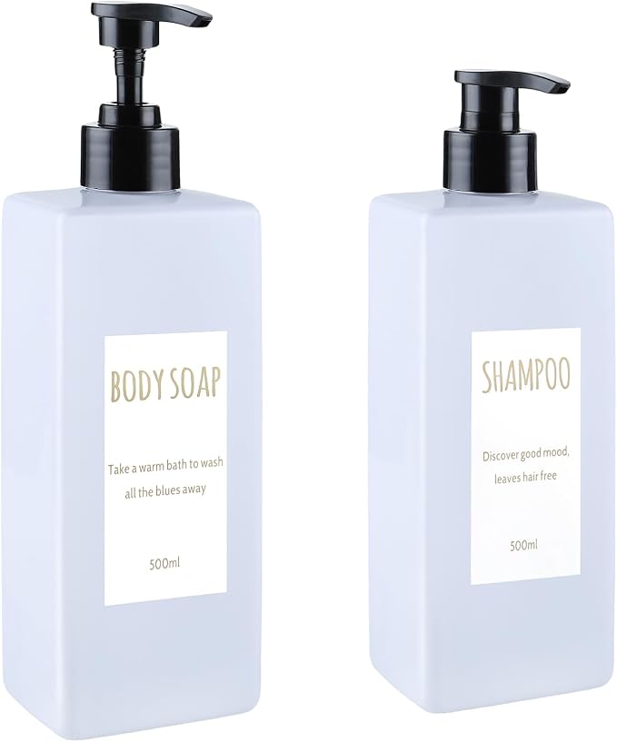 Shampoo and Conditioner Dispenser Modern Refillable Shampoo Pump Bottles by Unknown
