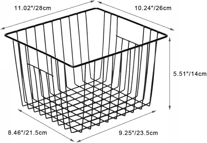 SANNO Black Closet Baskets Freezer Baskets Pantry Storage Wire Basket, Wire - Image 5