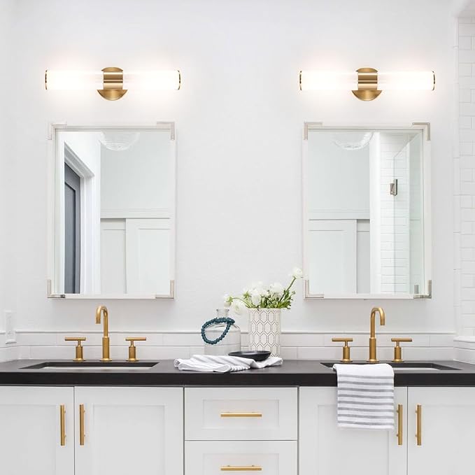 Gold Bathroom Wall Sconces Set of 2, Brass Wall Sconce - Image 3