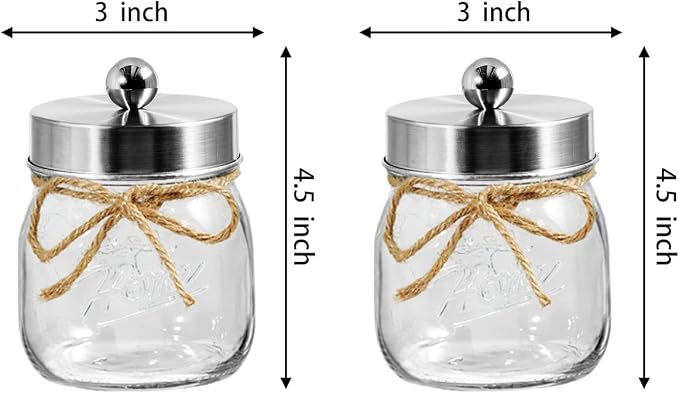 SheeChung 3 Pack Qtip Holder, Contracted Design Bathroom Decor, Apothecary Jars - Image 7