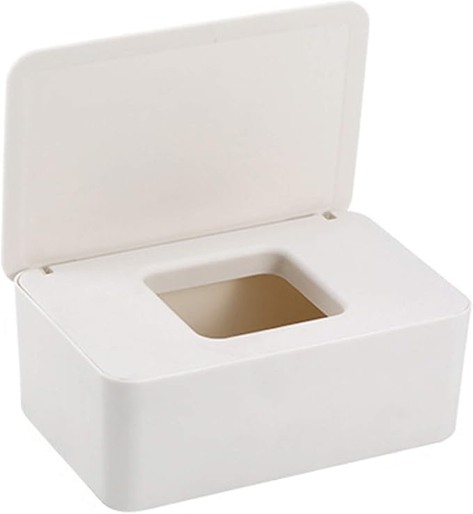 Cuayaes White Tissue Box Cover, Refillable Baby Wipes Dispenser by Cuayaes