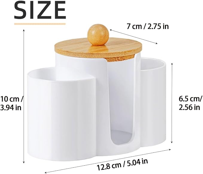 3-in-1 Q-Tip Holder for Bathroom – Premium Vanity Organizer Canister - Image 2
