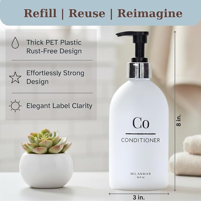 Shampoo & Conditioner Shower Dispenser Set, Pearl White - Image 3