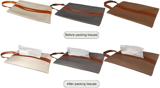 Tissues Box PU Leather Facial Paper Storage Case Rectangular Organizer Holder - Image 8