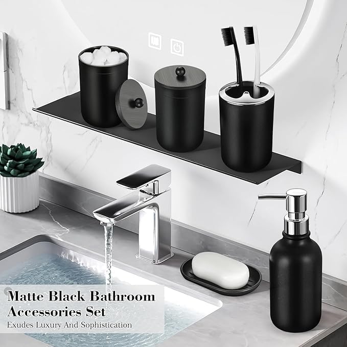Black Bathroom Accessories Set, Shower Curtain Set - Image 8