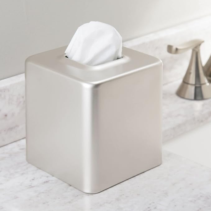 mDesign Steel Square Tissue Box Cover, Modern Facial Tissue Holder - Image 5