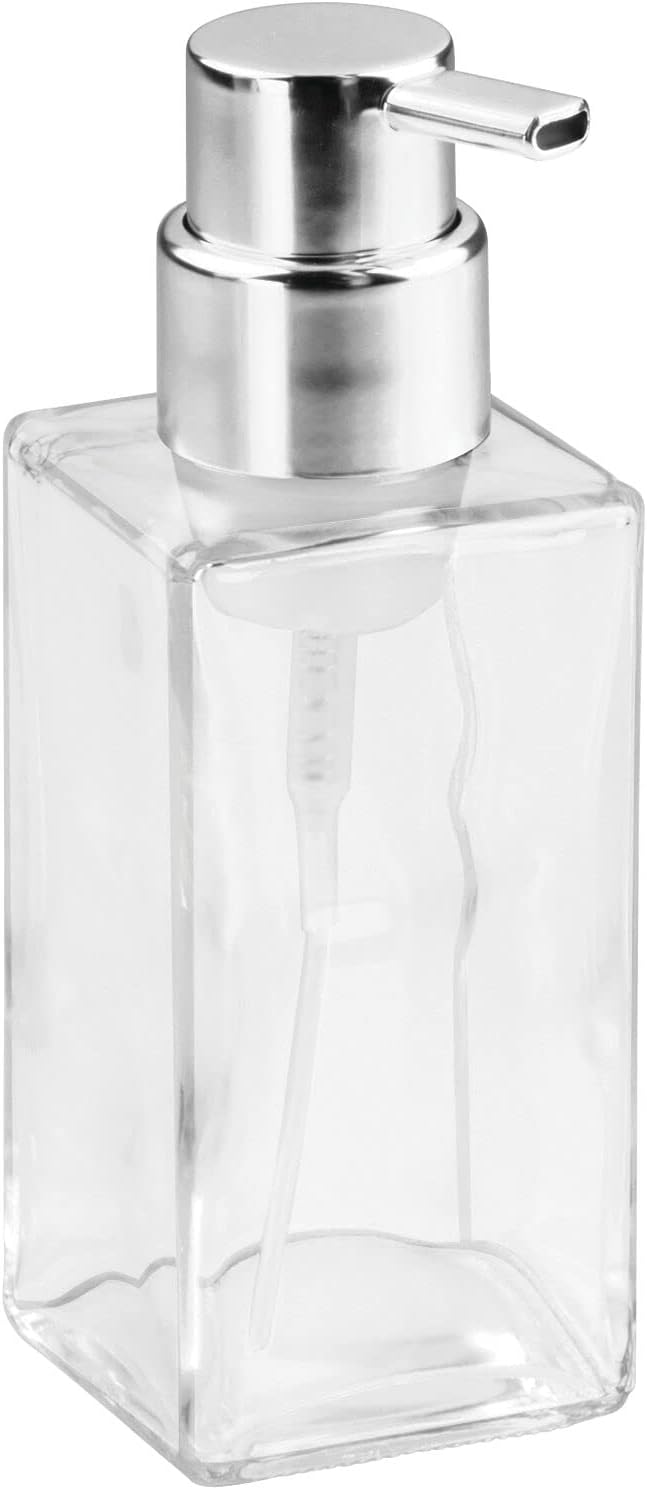 mDesign Glass Refillable Foaming Hand Soap Dispenser Modern Square Pump Bottle - Image 8