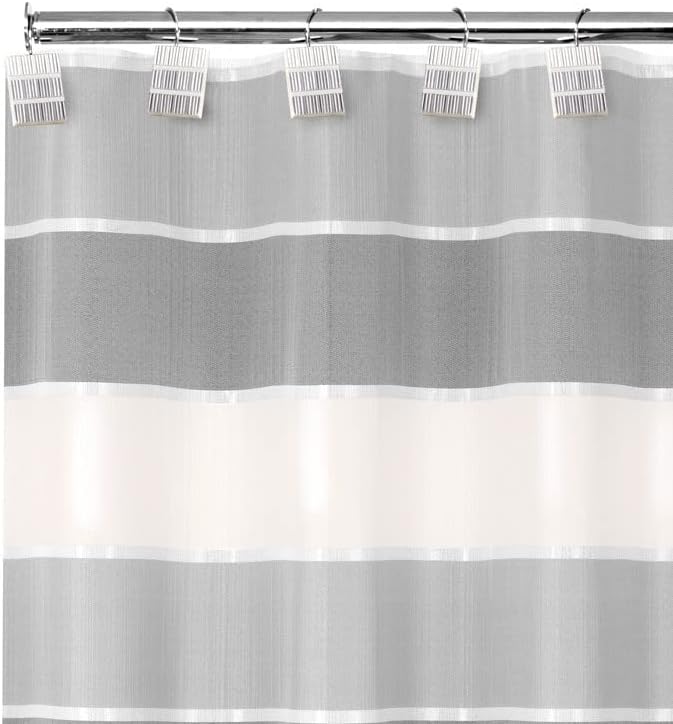 Zahari Home 13pc Modern Line Shower Curtain Set - Image 3