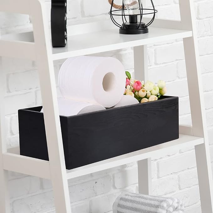 LotFancy Bathroom Decor Box, 2 Pack Wooden Toilet Paper Holder, Farmhouse - Image 8