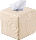 Beige Ceramic Cube Tissue Box Cover by EtooCafe