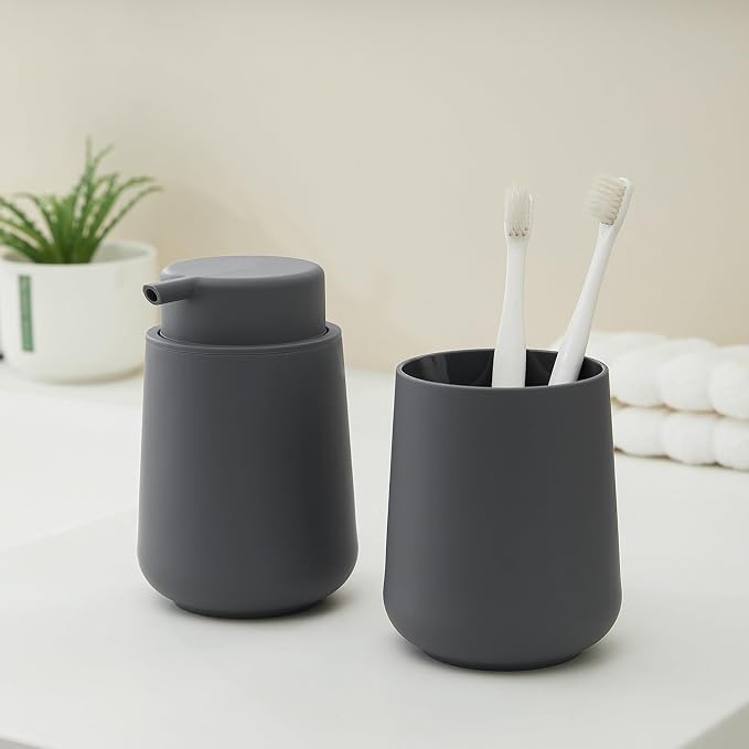 Matte Gray Foaming Hand Soap Dispenser Plastic 11 oz - Image 3