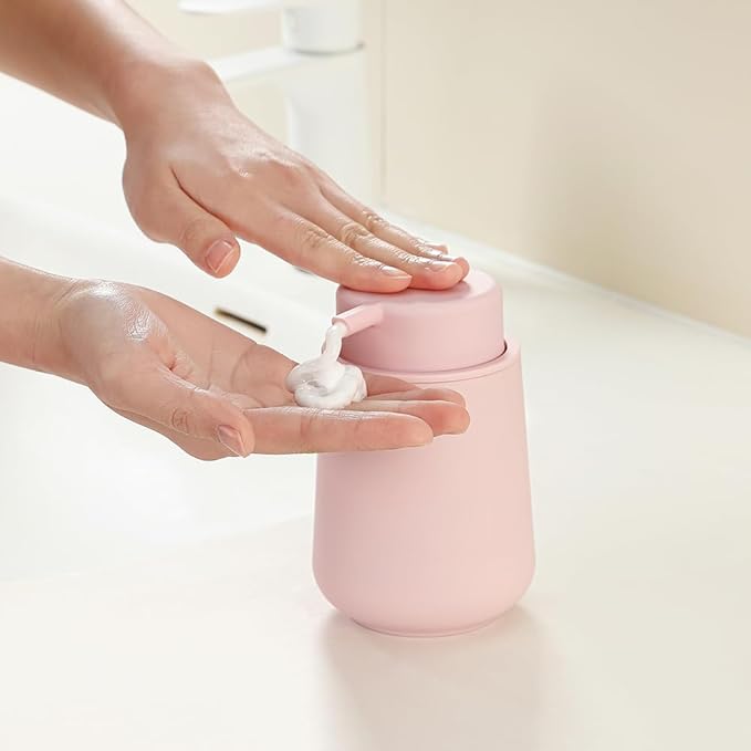 Matte Light Pink Foaming Hand Soap Dispenser Plastic 11 oz - Image 2