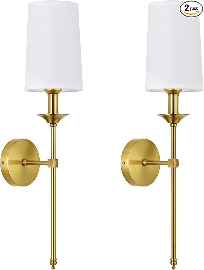 PASSICA DECOR Hardwired Wall Sconces Set of 2 Candle Gold Wall Light by PASSICADECOR