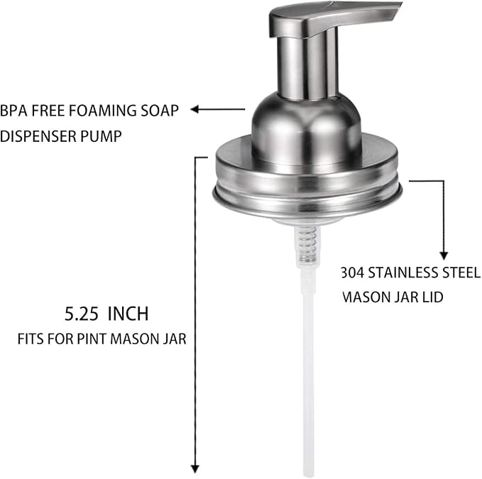 Amolliar Mason Jar Foaming Soap Dispenser Pump, Refillable Plastic Pump - Image 2
