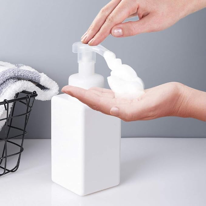 UUJOLY Foaming Soap Dispenser, 450ml Refillable Pump Bottle Plastic - Image 3