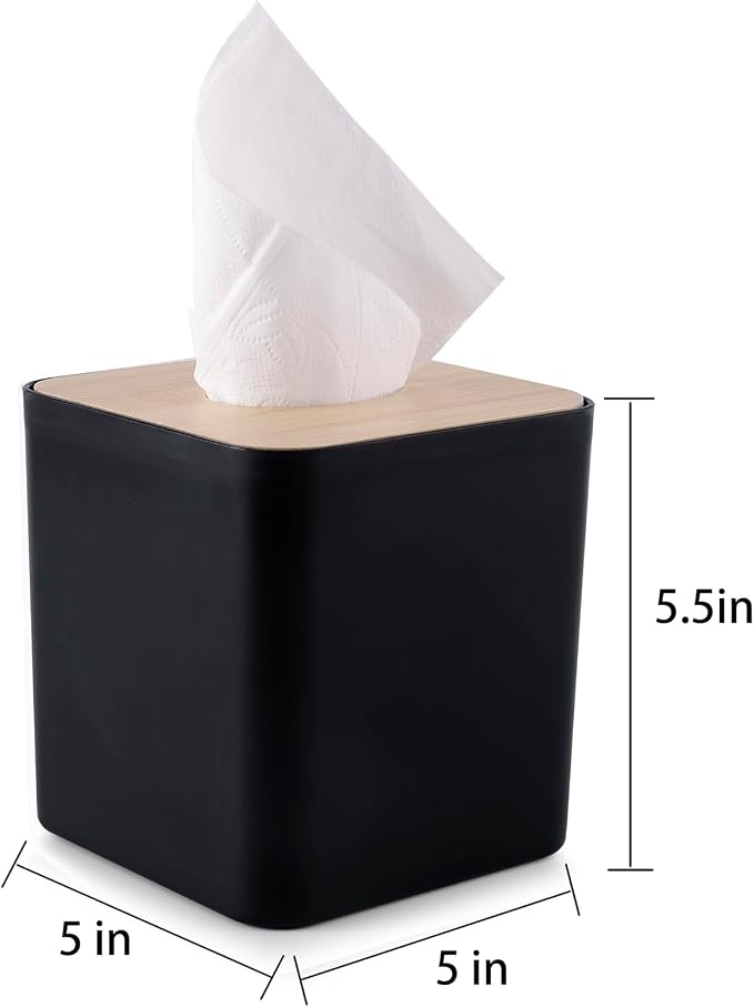 Square Tissue Box Cover, Bamboo Facial Cube Box Cover - Image 3