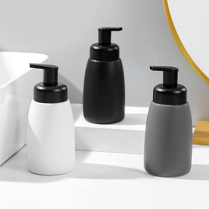 UUJOLY Foaming Hand Soap Dispenser, Ceramic Jar, 2 Pack - Image 5
