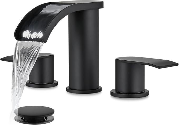 gotonovo Waterfall 8 inch Widespread Bathroom Faucet Set Bathroom Sink Faucet 3 by HOME