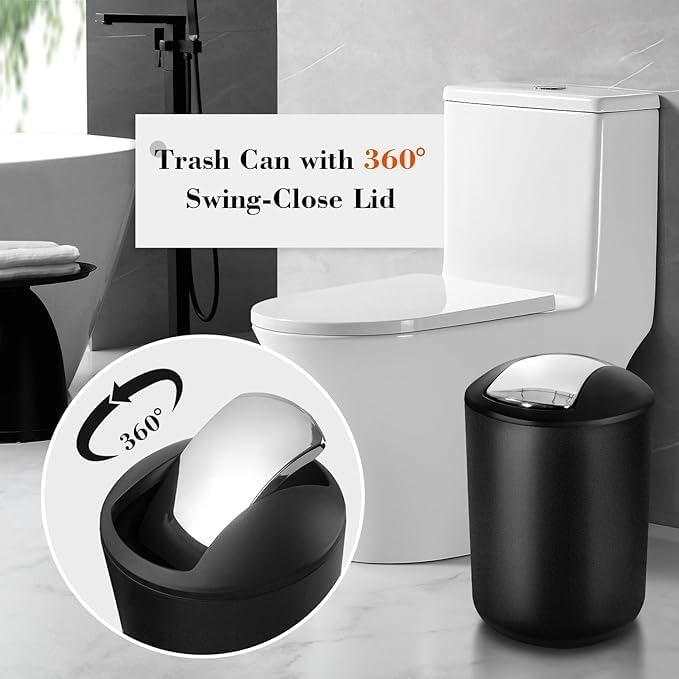 Black Bathroom Accessories Set, Shower Curtain Set - Image 7