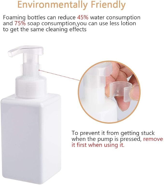 UUJOLY Foaming Soap Dispenser, 450ml Refillable Pump Bottle Plastic - Image 2