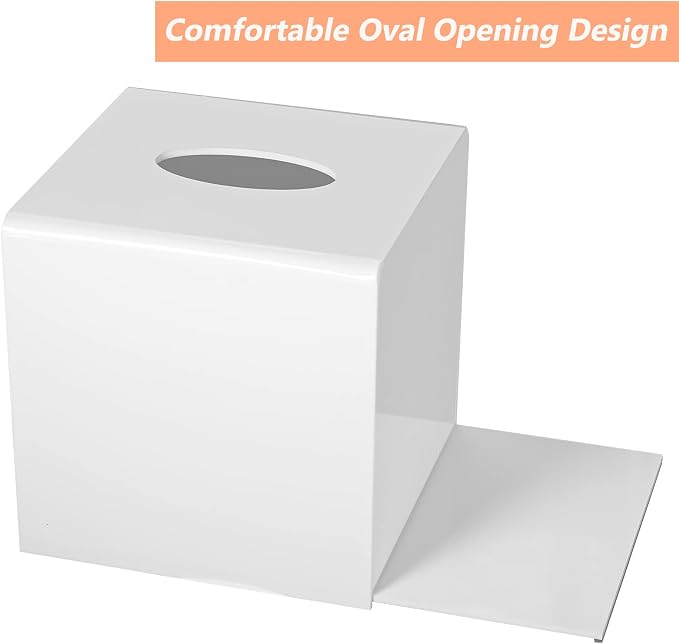Kamehame Tissue Box Cover Square Acrylic Tissue Holder 5.25x5.25x5.5 Inch White - Image 3