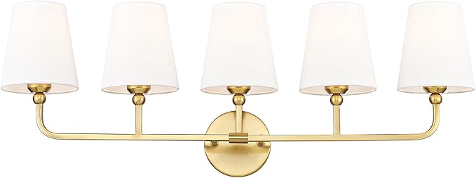 Bathroom Light Fixtures, 5 Light Brushed Gold Vanity Lights by Metwet