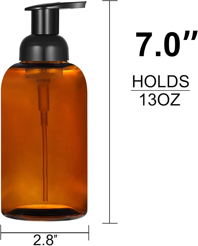 2 Pack Amber Glass Jar Soap Dispenser - Image 3