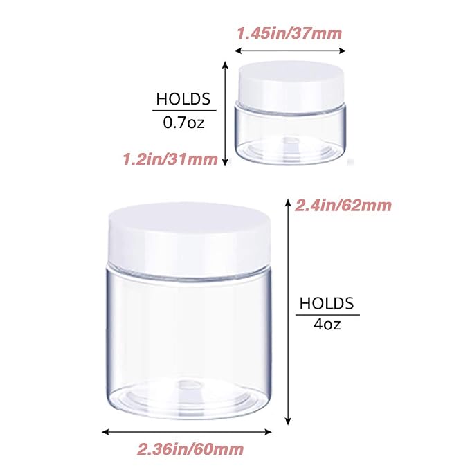 4OZ Slime Containers with Lids + 20 Gram Round Samples Jars- Empty Small - Image 2