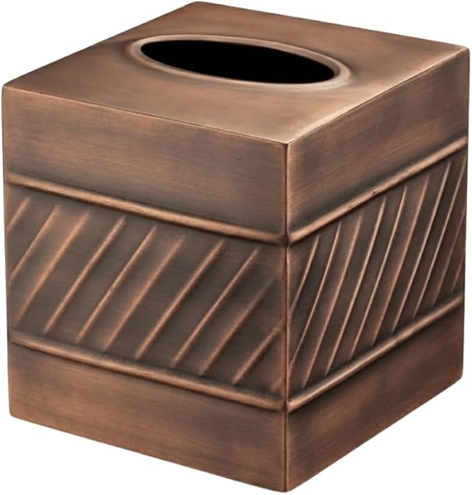 Monarch Abode Tissue Box Cover Square – Handcrafted Wave Embossed Antique by MonarchAbode