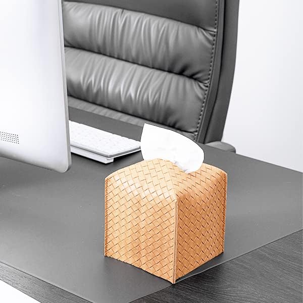 zoocatia Tissue Box Cover PU Leather Tissue Holder Square Facial Tissue Case - Image 2