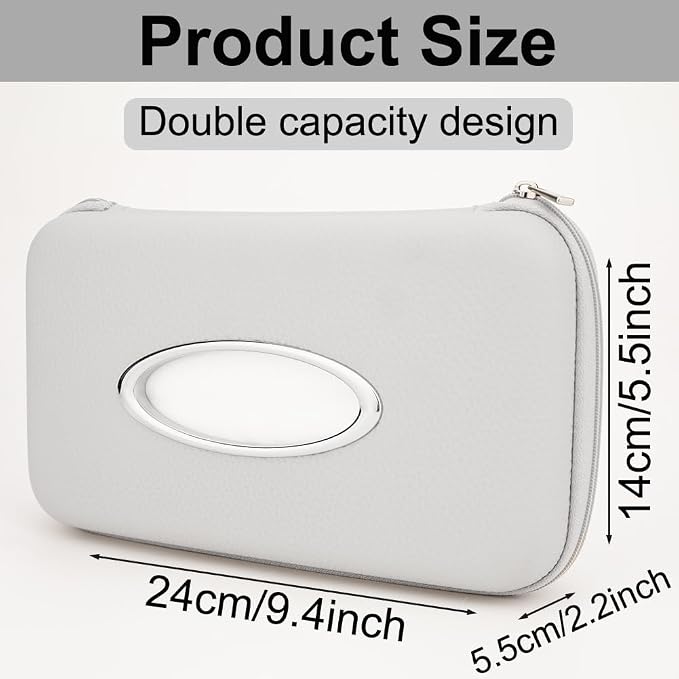 Sun Visor Tissue Holder, Zipper Napkin Holder, PU Leather Backseat Tissue Case - Image 6