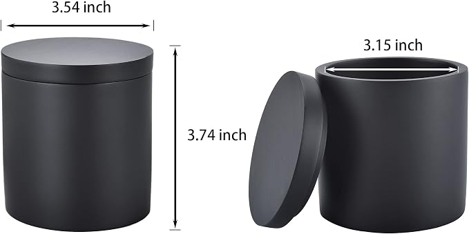Cotton Swab Holder with Lid, Round Qtip Holder Bathroom Black, Resin Cotton - Image 7