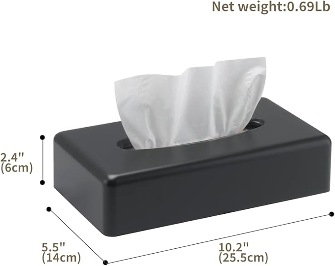 Tissue Box Cover, Rectangular Black Wall Mounted Facial Paper Holder Dispenser - Image 3