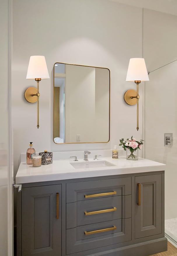 Bsmathom Wall Sconces Sets of 2, Hardwired Classic Brushed Brass Sconces Wall - Image 9