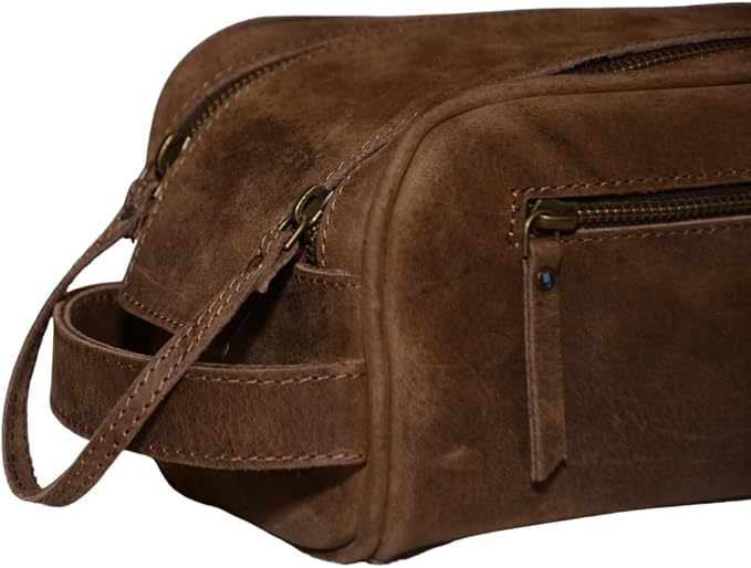 Premium Buffalo Leather Unisex Toiletry Bag/Leather Travel Kit - Image 6