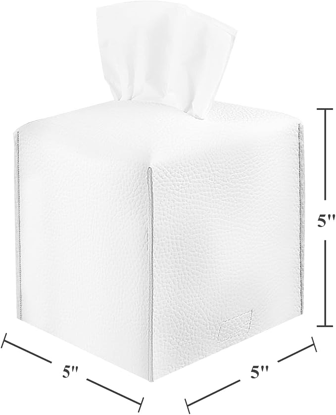 2 Pack, VIVIDLY Tissue Box Cover Holder, Square Modern PU Leather Tissue Box - Image 2