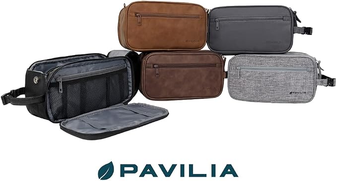 PAVILIA Toiletry Bag for Men, Travel Essentials Shaving Dopp Kit, Mens Travel - Image 7