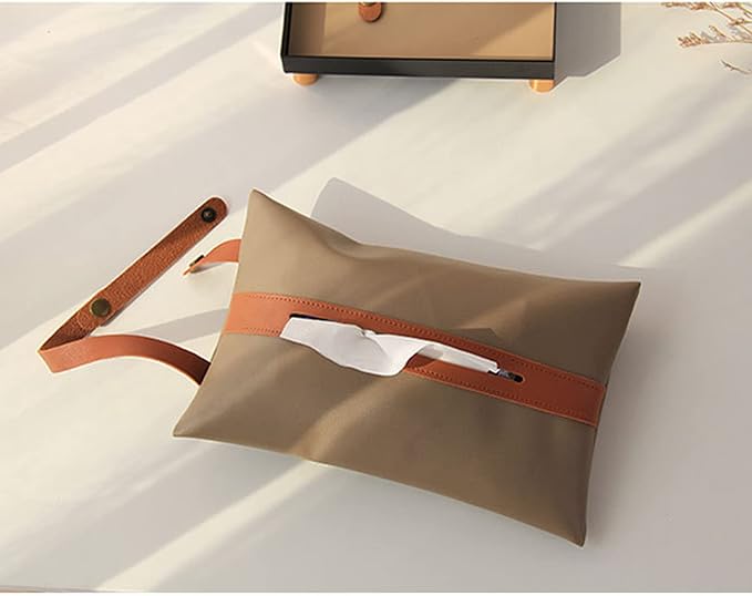 Tissues Box PU Leather Facial Paper Storage Case Rectangular Organizer Holder - Image 5