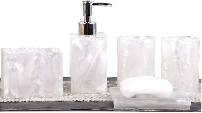 Resin Soap Dish, Soap Dispenser, Toothbrush Holder & Tumbler Bathroom Accessory by LUANT