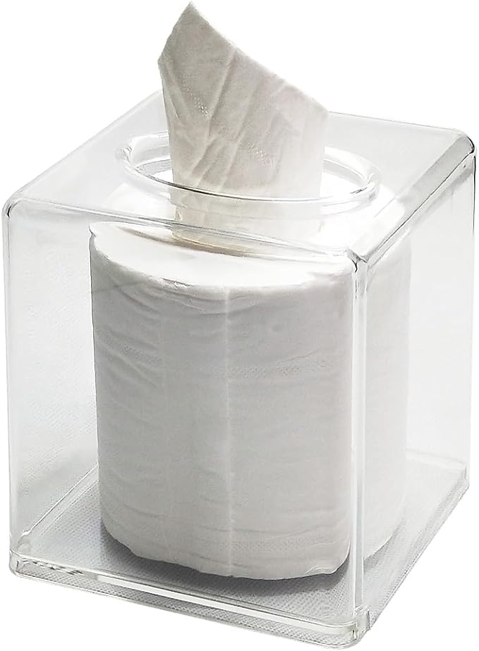 Square Clear Acrylic Tissue Box Covers, Big Bathroom Facial Napkin Box Holders by GRACECOTT