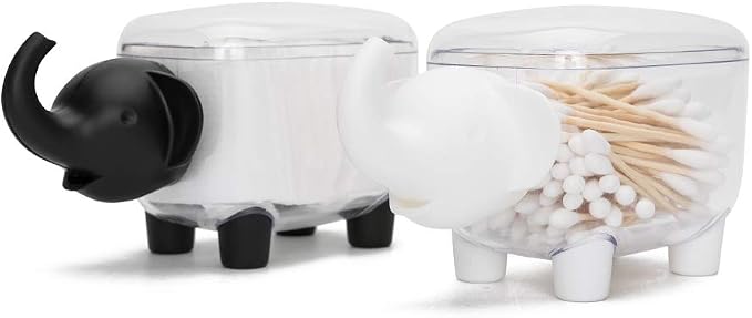 2 Pack Qtip Holders, Acrylic Cotton Ball Holder Dispenser by Agirlvct