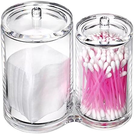 Hipiwe Clear Acrylic Cotton Swab Holder Preminm Quality Round Container Cotton by Hipiwe